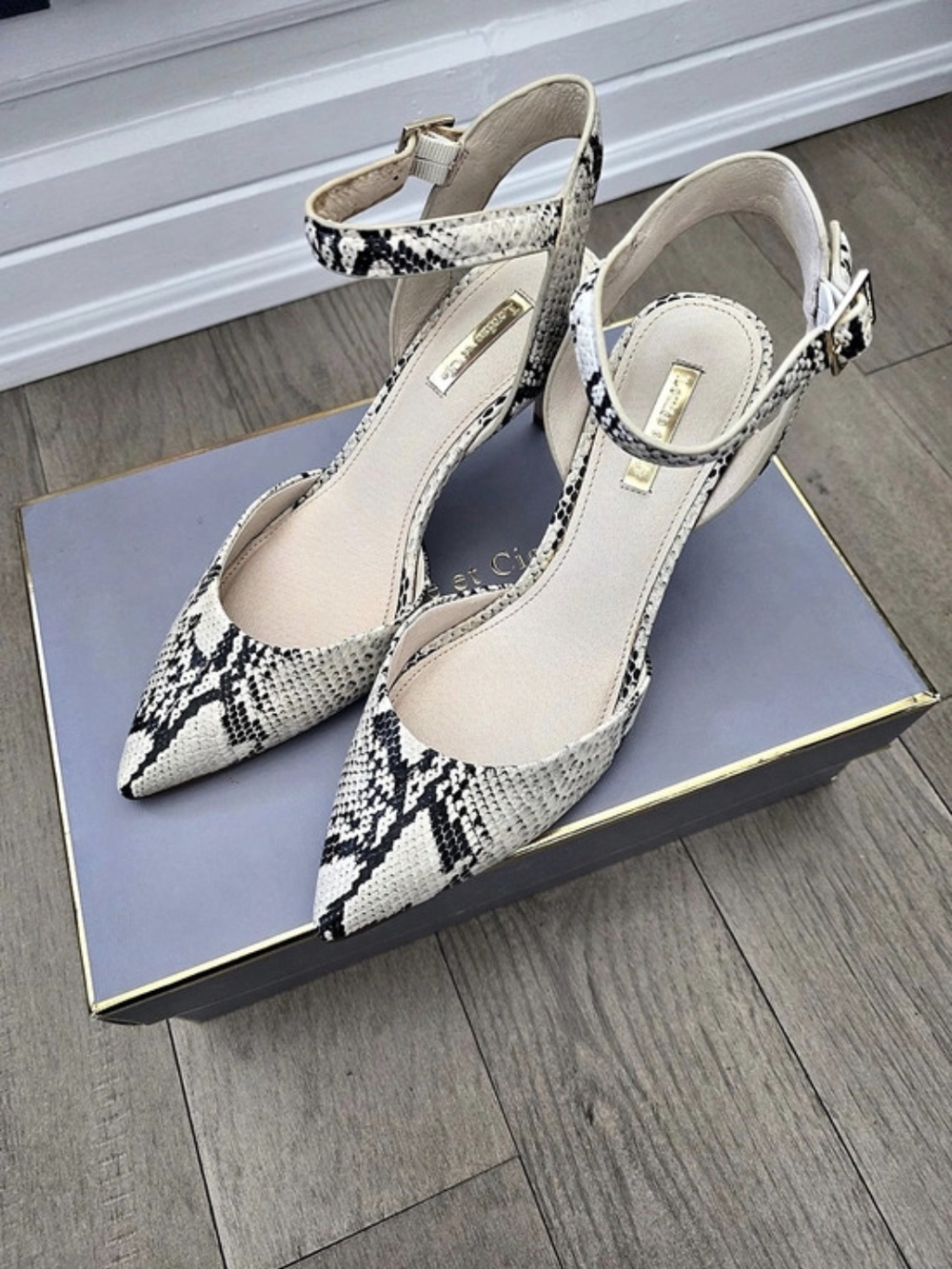 Louise et Cie Loyota Snake Print Pointed Toe Heels